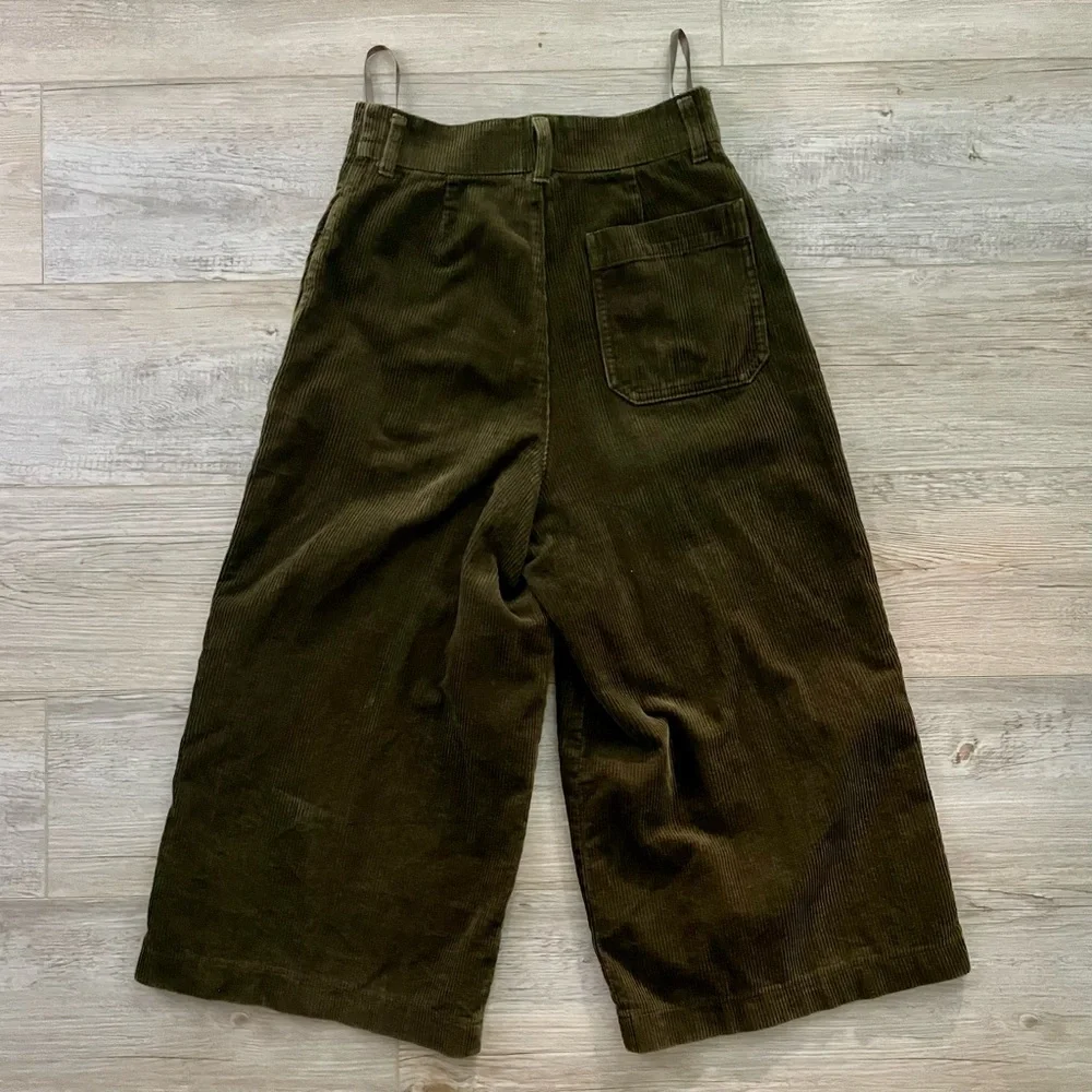 Olive Green Corduroy Culottes - Picture 2 of 5
